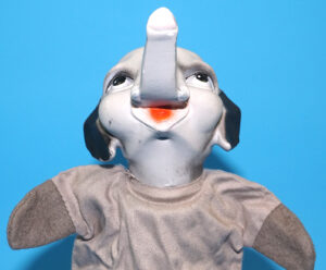 PUNCH & JUDY VINTAGE HAND PUPPET ELEPHANT 1970s GERMANY RUBBER SOFT VINYL HEAD