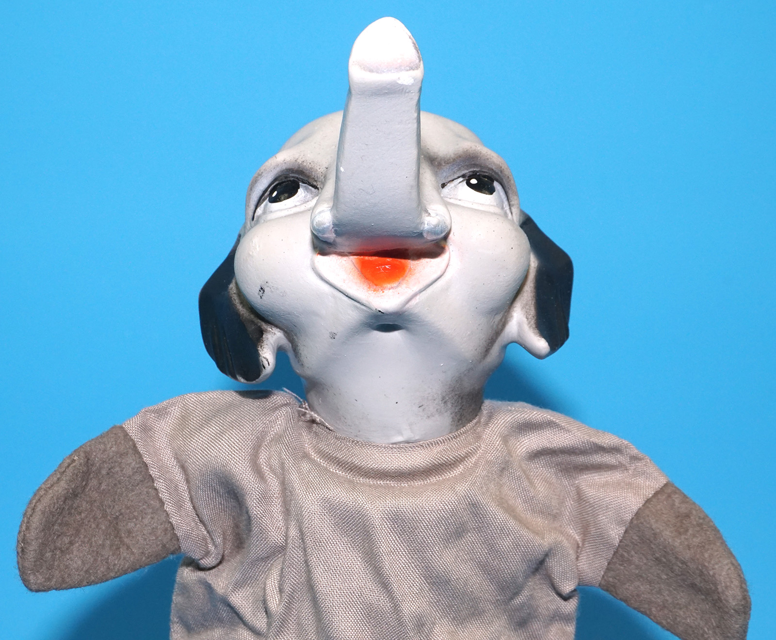 PUNCH & JUDY VINTAGE HAND PUPPET ELEPHANT 1970s GERMANY RUBBER SOFT VINYL HEAD