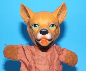 PUNCH & JUDY VINTAGE HAND PUPPET BIG BAD WOLF 1970s GERMANY RUBBER SOFT VINYL HEAD