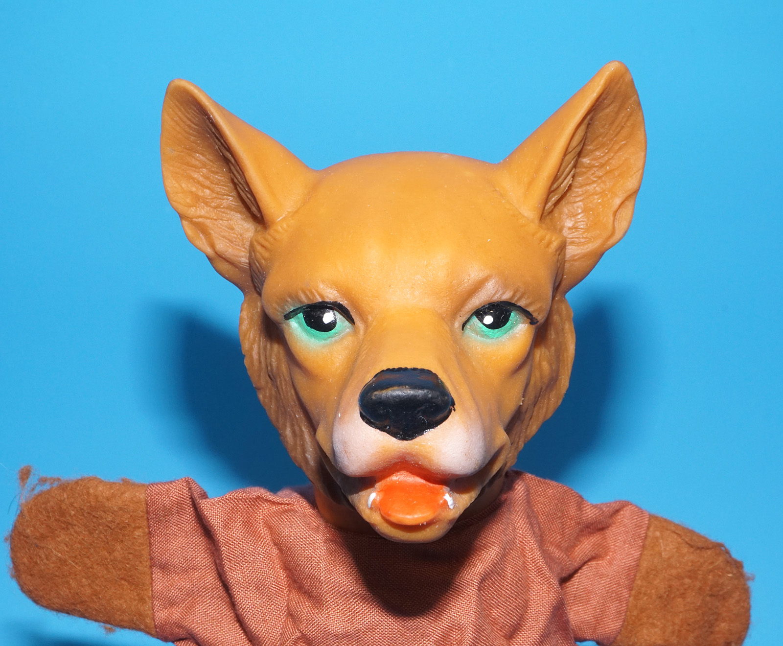 PUNCH & JUDY VINTAGE HAND PUPPET BIG BAD WOLF 1970s GERMANY RUBBER SOFT VINYL HEAD - Image 2