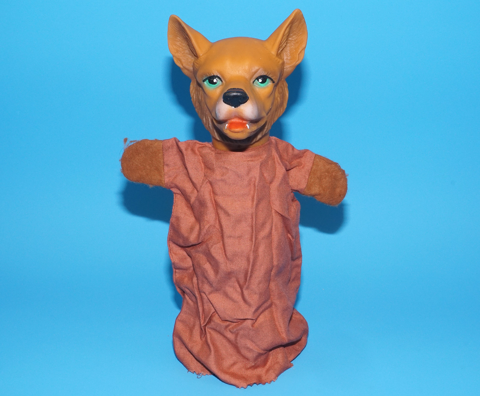 PUNCH & JUDY VINTAGE HAND PUPPET BIG BAD WOLF 1970s GERMANY RUBBER SOFT VINYL HEAD - Image 3
