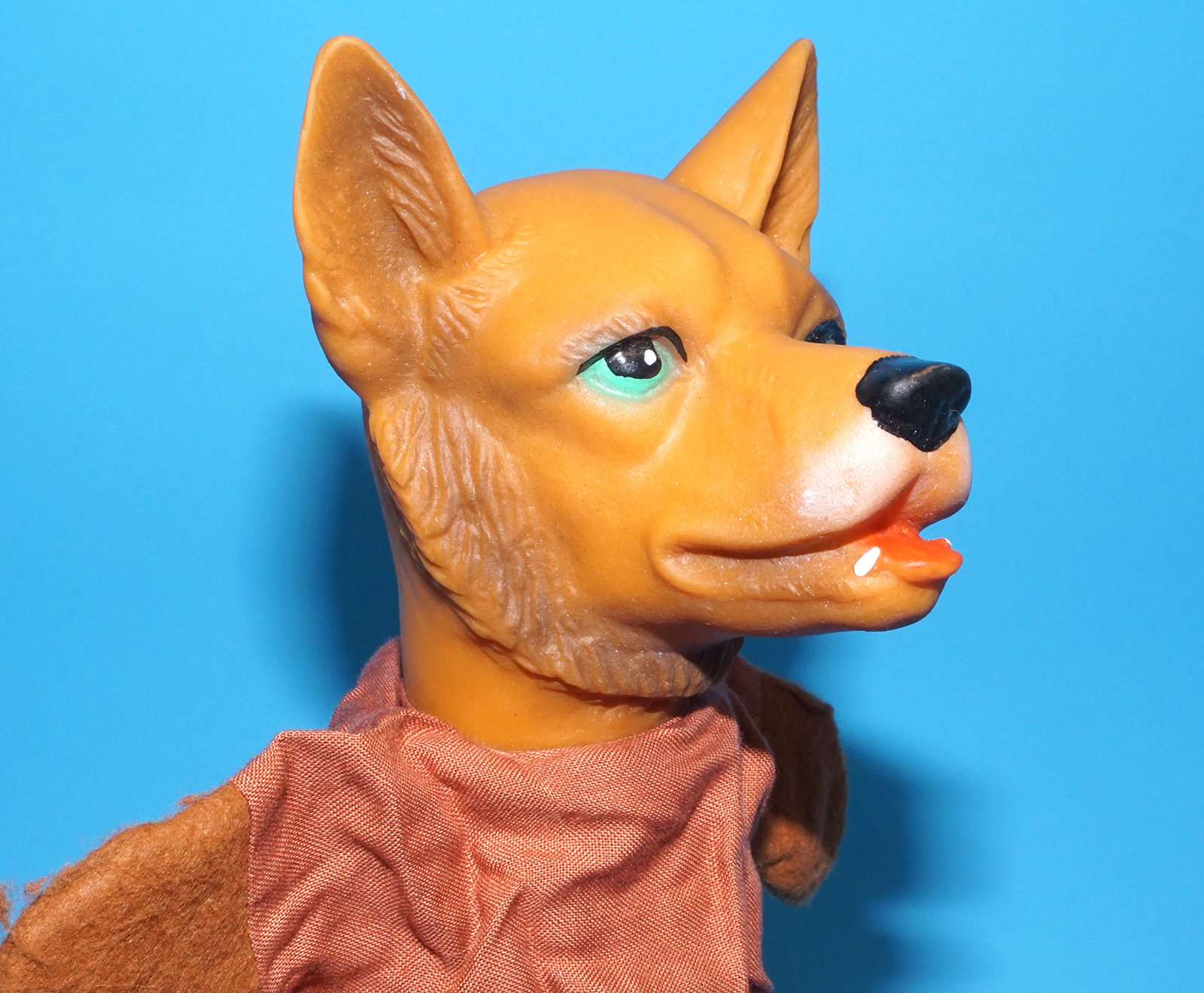 PUNCH & JUDY VINTAGE HAND PUPPET BIG BAD WOLF 1970s GERMANY RUBBER SOFT VINYL HEAD - Image 4