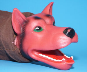 PUNCH & JUDY VINTAGE HAND PUPPET BIG BAD WOLF 1970s GERMANY RUBBER SOFT VINYL HEAD