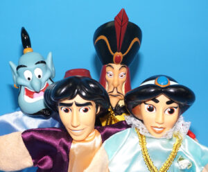 DISNEY HAND PUPPET LOT ALADDIN GENIE JAFAR YASMINE 2004 ALBERT HEIJN PROMO HOLLAND