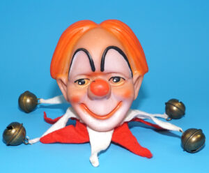 PUNCH & JUDY VINTAGE HAND PUPPET MAX & MORITZ JESTER CLOWN 1970s GERMANY RUBBER SOFT VINYL HEAD
