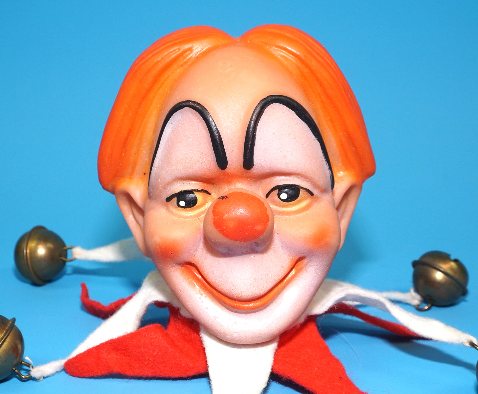 PUNCH & JUDY VINTAGE HAND PUPPET MAX & MORITZ JESTER CLOWN 1970s GERMANY RUBBER SOFT VINYL HEAD - Image 2