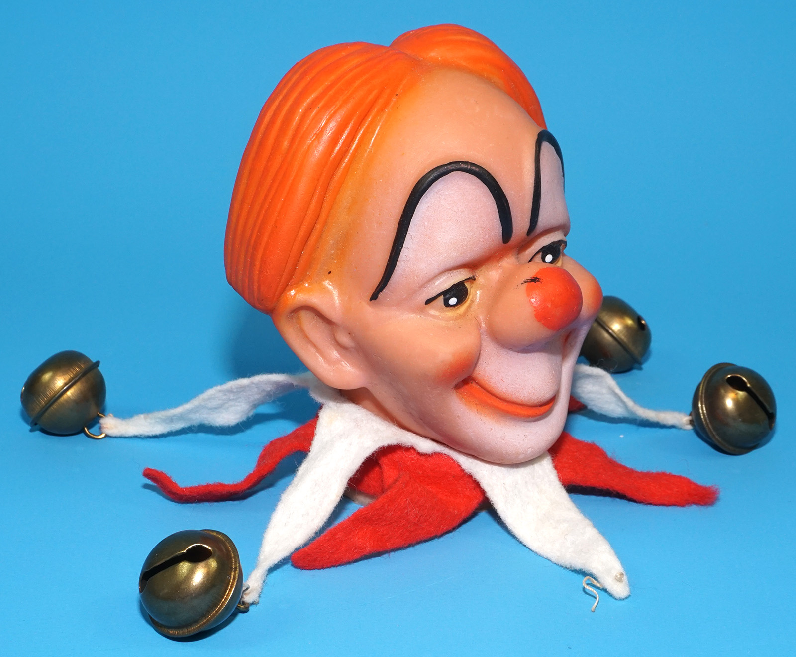 PUNCH & JUDY VINTAGE HAND PUPPET MAX & MORITZ JESTER CLOWN 1970s GERMANY RUBBER SOFT VINYL HEAD - Image 3