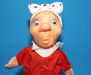 PUNCH & JUDY VINTAGE HAND PUPPET MAX & MORITZ WITWE BOLTE 1970s GERMANY RUBBER SOFT VINYL HEAD