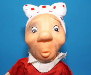 PUNCH & JUDY VINTAGE HAND PUPPET MAX & MORITZ WITWE BOLTE 1970s GERMANY RUBBER SOFT VINYL HEAD