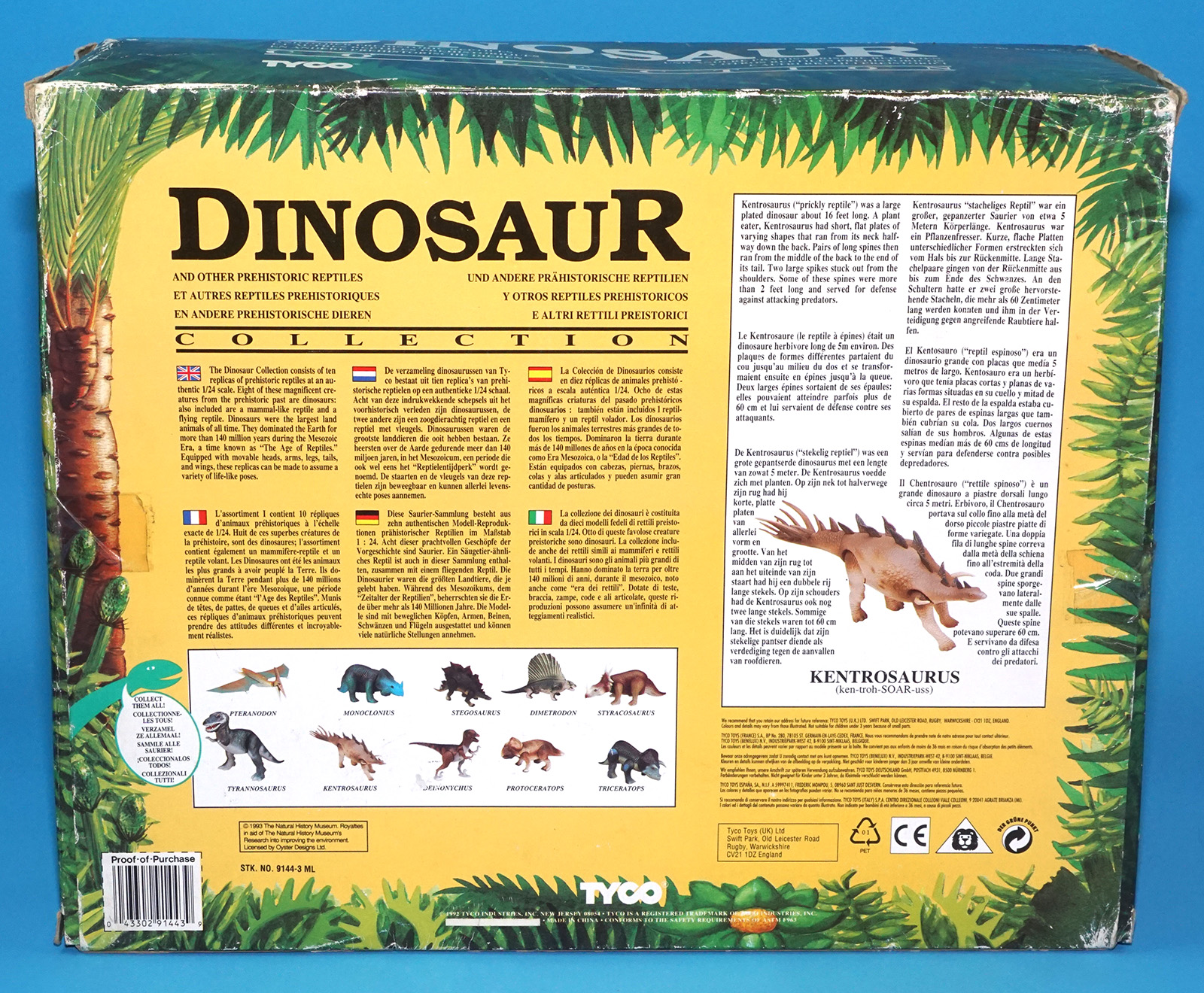 DINO RIDERS DINOSAUR COLLECTION KENTROSAURUS MIB MISB SEALED EURO BOX 1993 TYCO NATURAL HISTORY MUSEUM - Image 8
