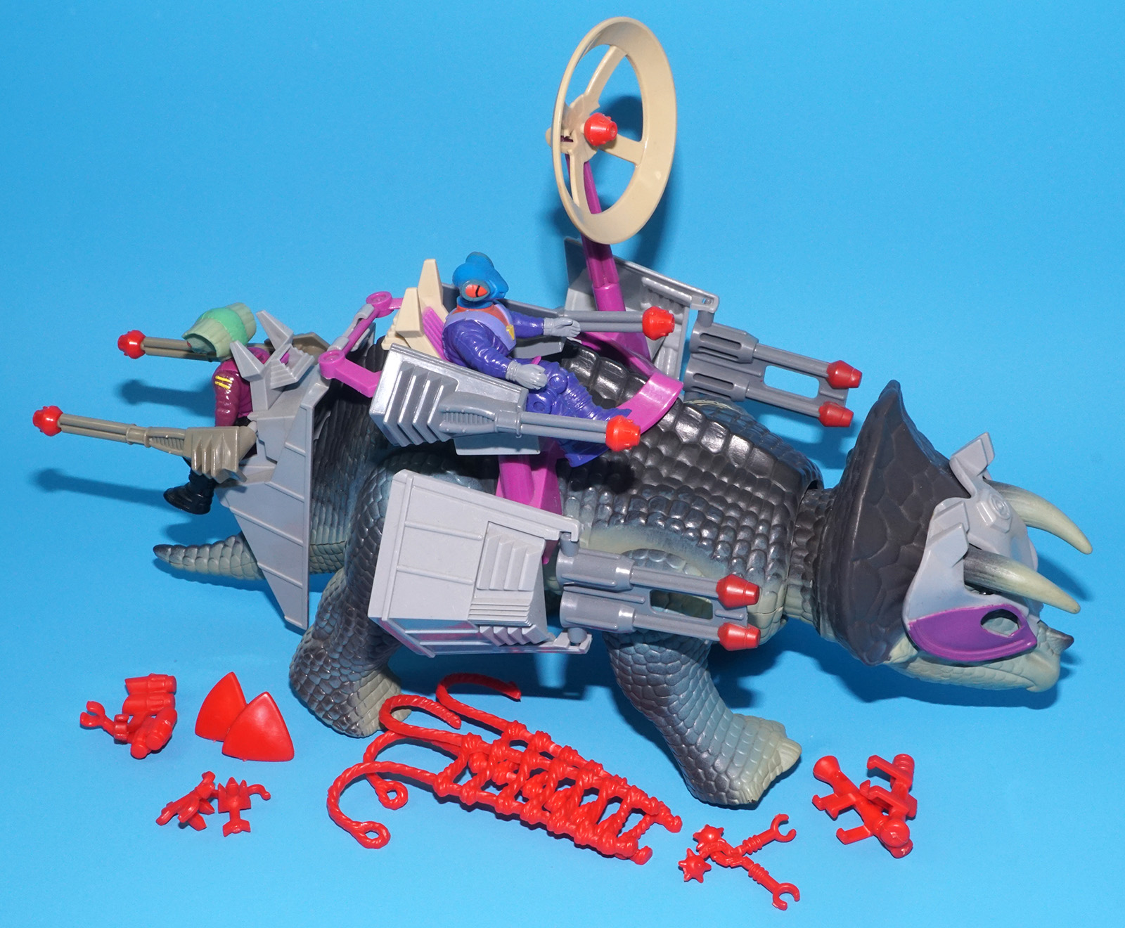 DINO RIDERS TRICERATOPS HAMMERHEAD & SIDEWINDER 100% COMPLETE 1988 TYCO WORKS! - Image 2