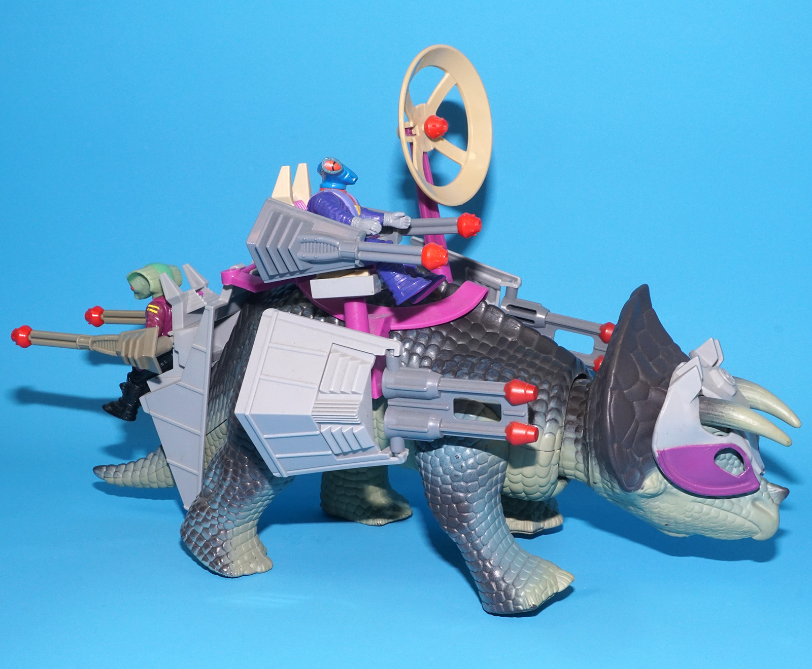 DINO RIDERS TRICERATOPS HAMMERHEAD & SIDEWINDER 100% COMPLETE 1988 TYCO WORKS! - Image 3