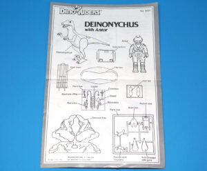 DINO RIDERS ORIGINAL INSTRUCTIONS MANUAL SHEET DEINONYCHUS WITH ANTOR US USA 1988 TYCO