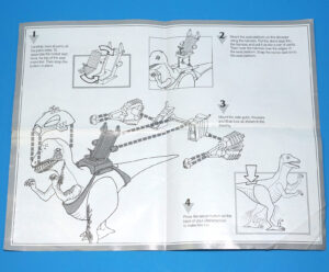 DINO RIDERS ORIGINAL INSTRUCTIONS MANUAL SHEET DEINONYCHUS WITH ANTOR US USA 1988 TYCO