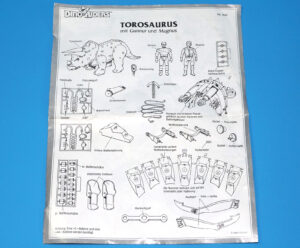 DINO RIDERS ORIGINAL INSTRUCTIONS MANUAL SHEET TOROSAURUS EURO GERMAN 1988 TYCO