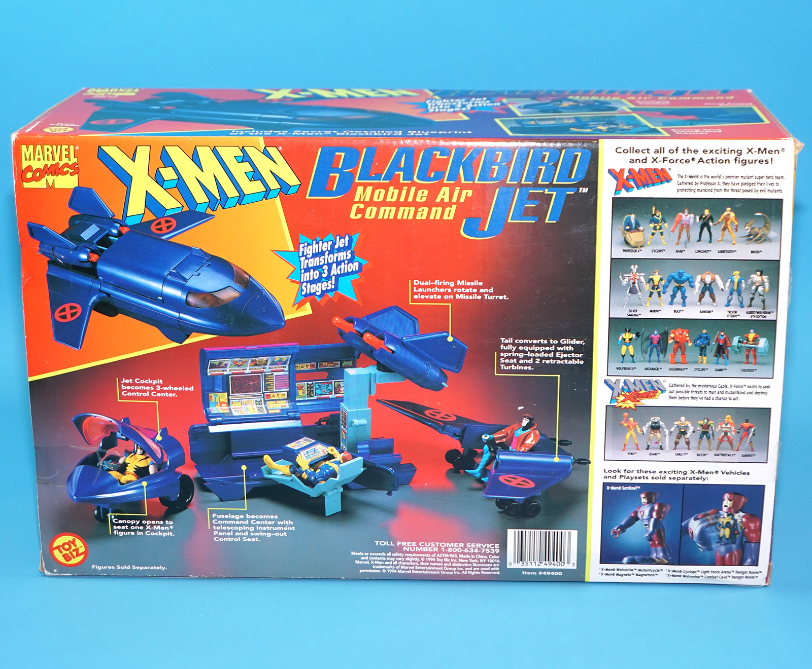 MARVEL COMICS X-MEN BLACKBIRD JET MOBILE AIR COMMAND MIB NRFB SEALED CONTENTS 1994 TOY BOZ TOYBIZ - Image 8