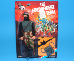 THE MAGNIFICENT TEAM SOLDIER MOC MOSC EURO CARD 1986 TONG IND CO PACO TOYS LION ROCK MEGO GI JOE BEACH HEAD KO