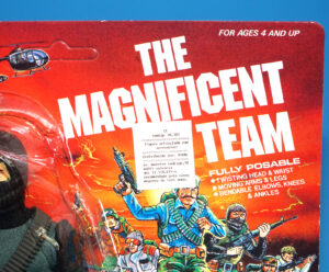 THE MAGNIFICENT TEAM SOLDIER MOC MOSC EURO CARD 1986 TONG IND CO PACO TOYS LION ROCK MEGO GI JOE BEACH HEAD KO