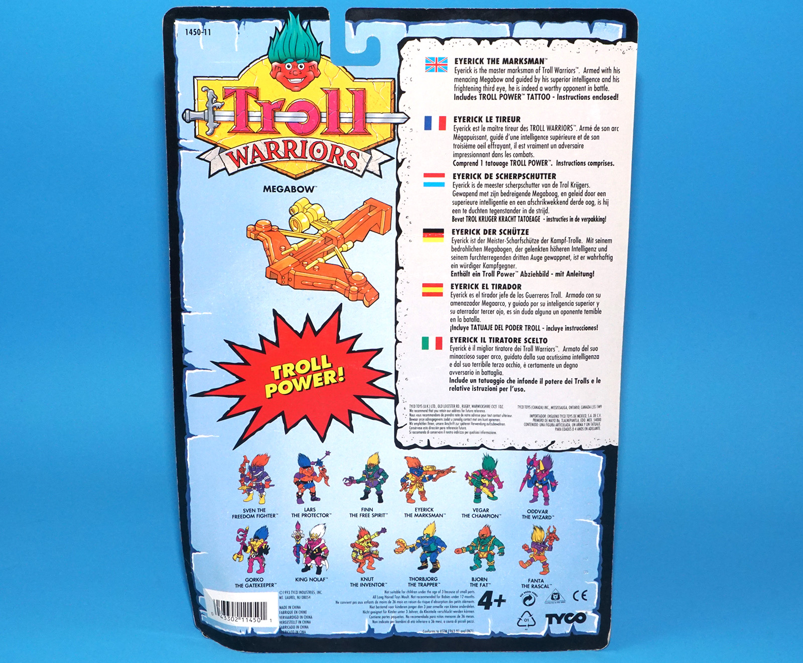 TROLL WARRIORS EYERICK THE MARKSMAN MOC MOSC EURO CARD 1993 TYCO - Image 8
