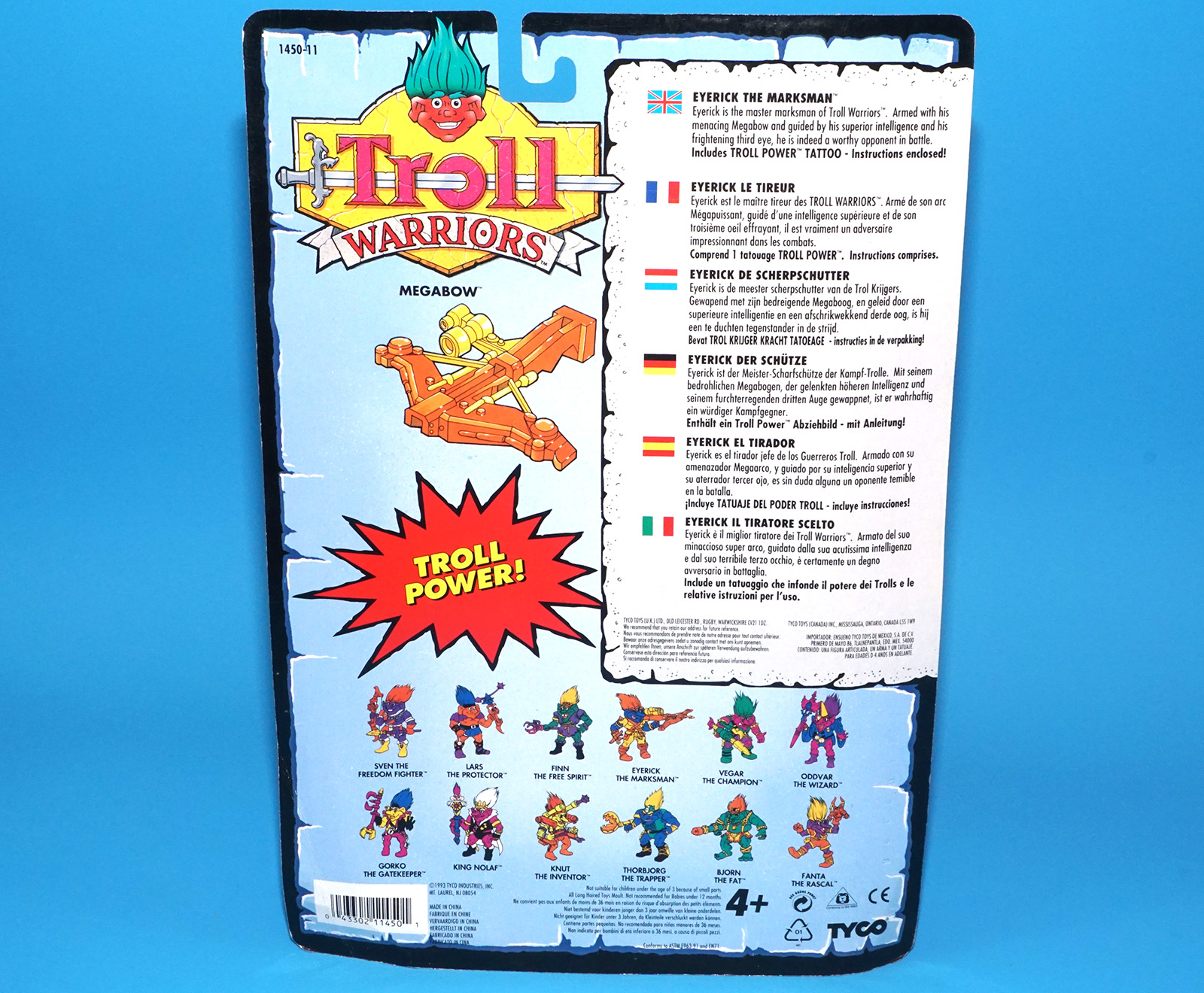 TROLL WARRIORS EYERICK THE MARKSMAN MOC MOSC EURO CARD 1993 TYCO - Image 7
