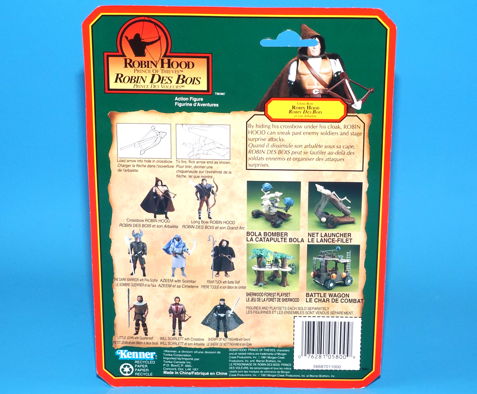 ROBIN HOOD PRINCE OF THIEVES CROSSBOW ROBIN MOC MOSC EURO CARD 1991 KENNER - Image 7
