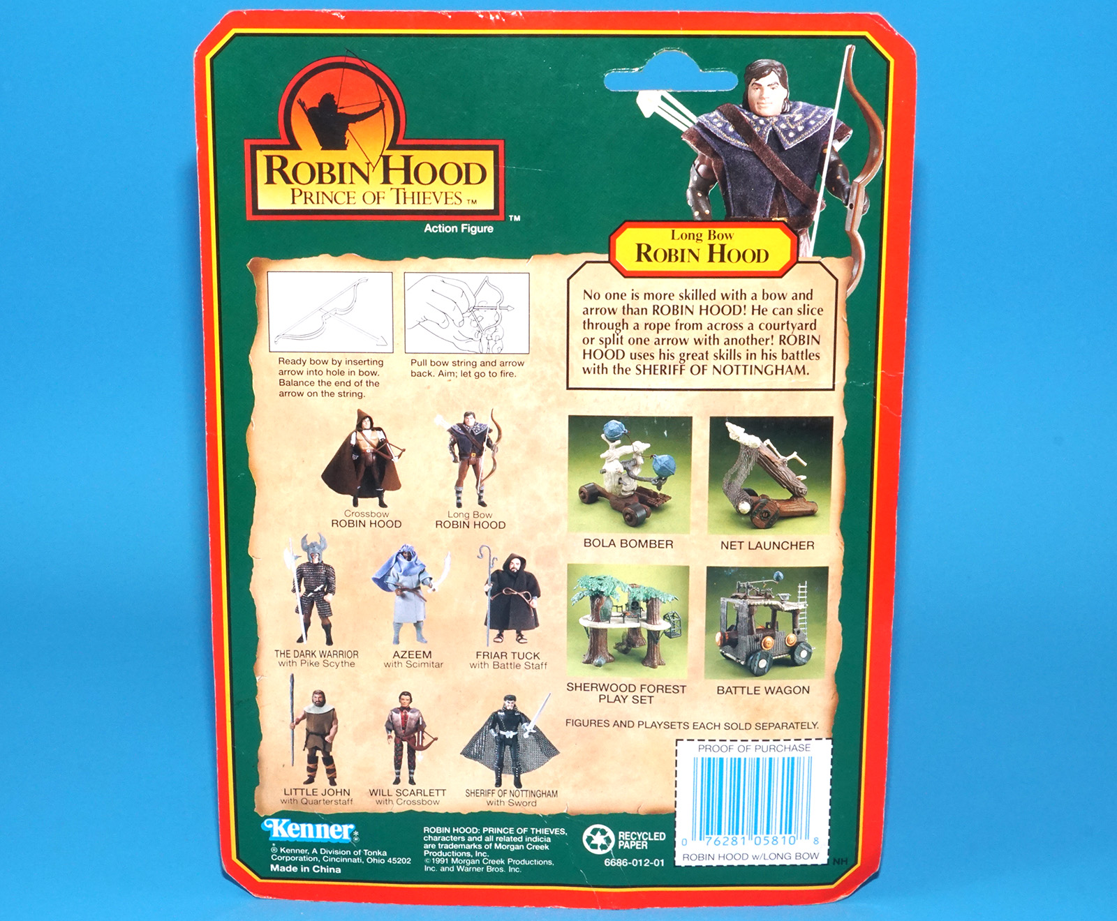 ROBIN HOOD PRINCE OF THIEVES LONG BOW ROBIN MOC MOSC US CARD 1991 KENNER - Image 7