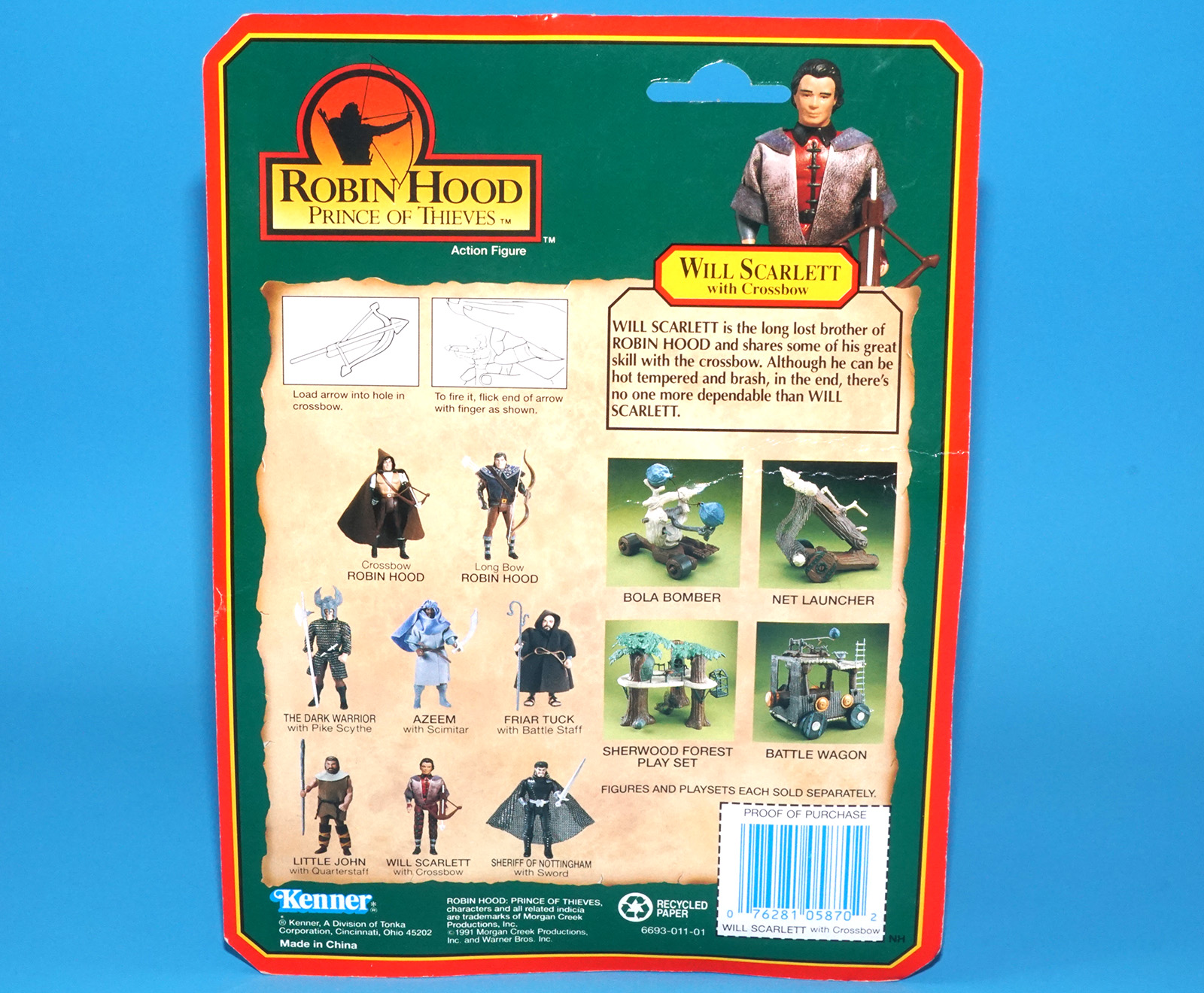 ROBIN HOOD PRINCE OF THIEVES WILL SCARLETT MOC MOSC US CARD 1991 KENNER - Image 7