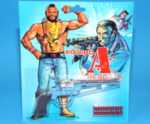 A-TEAM EL EQUIPO A AL RESCATE PISTOL REVOLVER GUN MOC MOSC SPANISH CARD 1984 BOOTLEG TOY