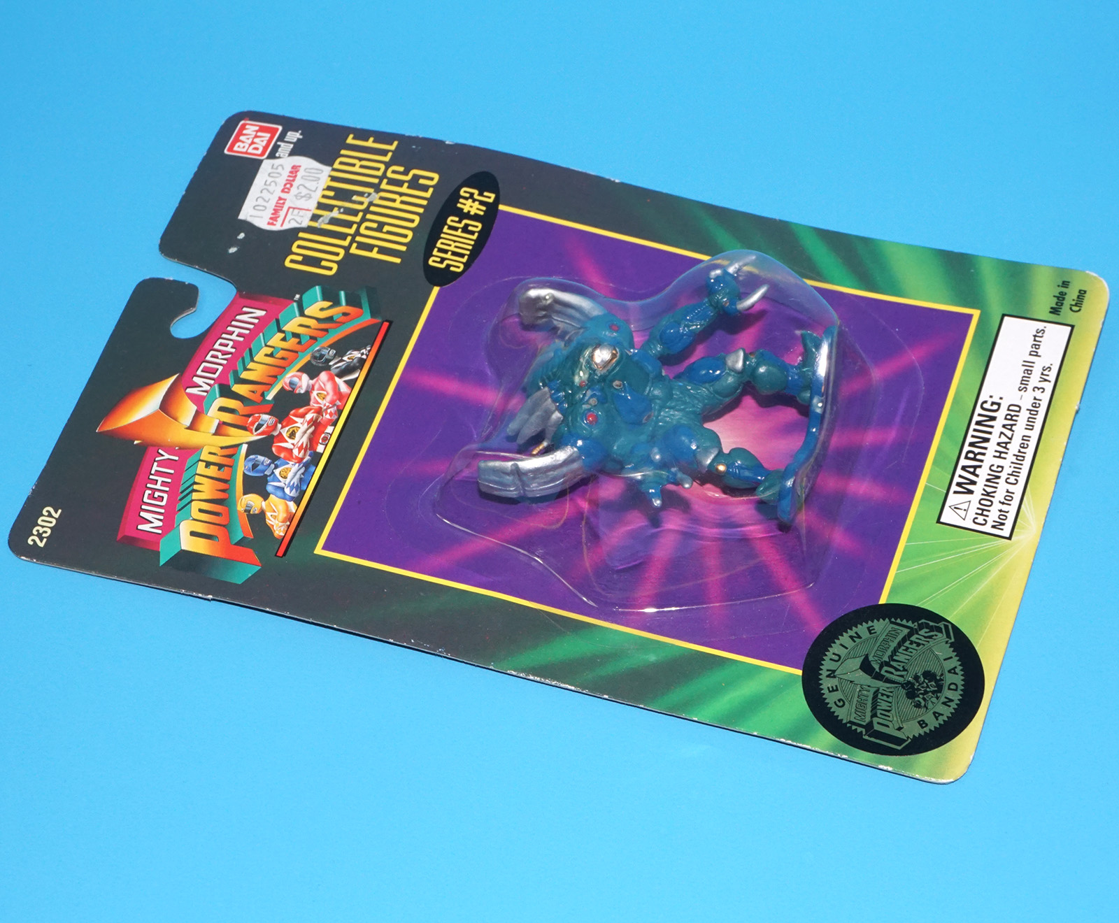 MMPR POWER RANGERS COLLECTIBLE FIGURE SERIES #2 SPACE ALIEN SILVERHORNS MOC MOSC US CARD 1994 BANDAI - Image 3
