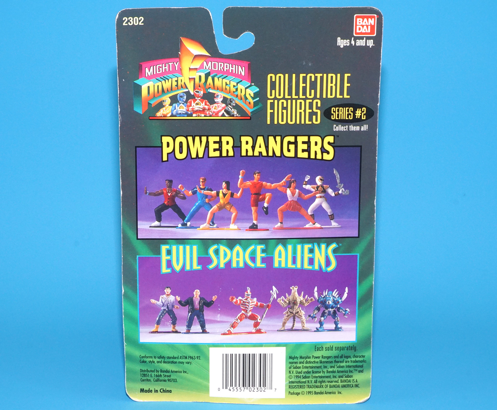 MMPR POWER RANGERS COLLECTIBLE FIGURE SERIES #2 SPACE ALIEN SILVERHORNS MOC MOSC US CARD 1994 BANDAI - Image 5