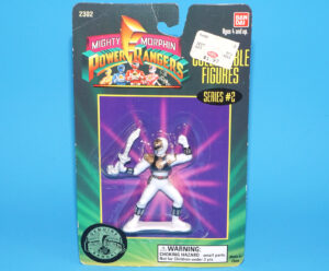 MMPR POWER RANGERS COLLECTIBLE FIGURE SERIES #2 RANGER WHITE MOC MOSC US CARD 1994 BANDAI