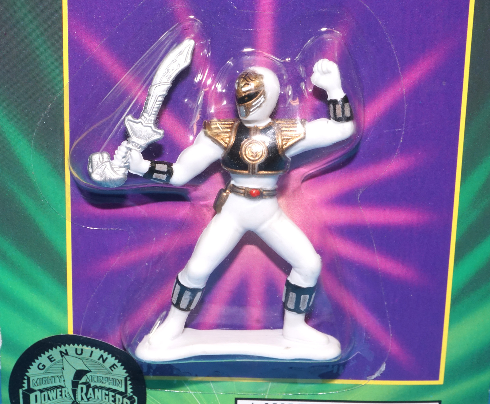 MMPR POWER RANGERS COLLECTIBLE FIGURE SERIES #2 RANGER WHITE MOC MOSC US CARD 1994 BANDAI - Image 2
