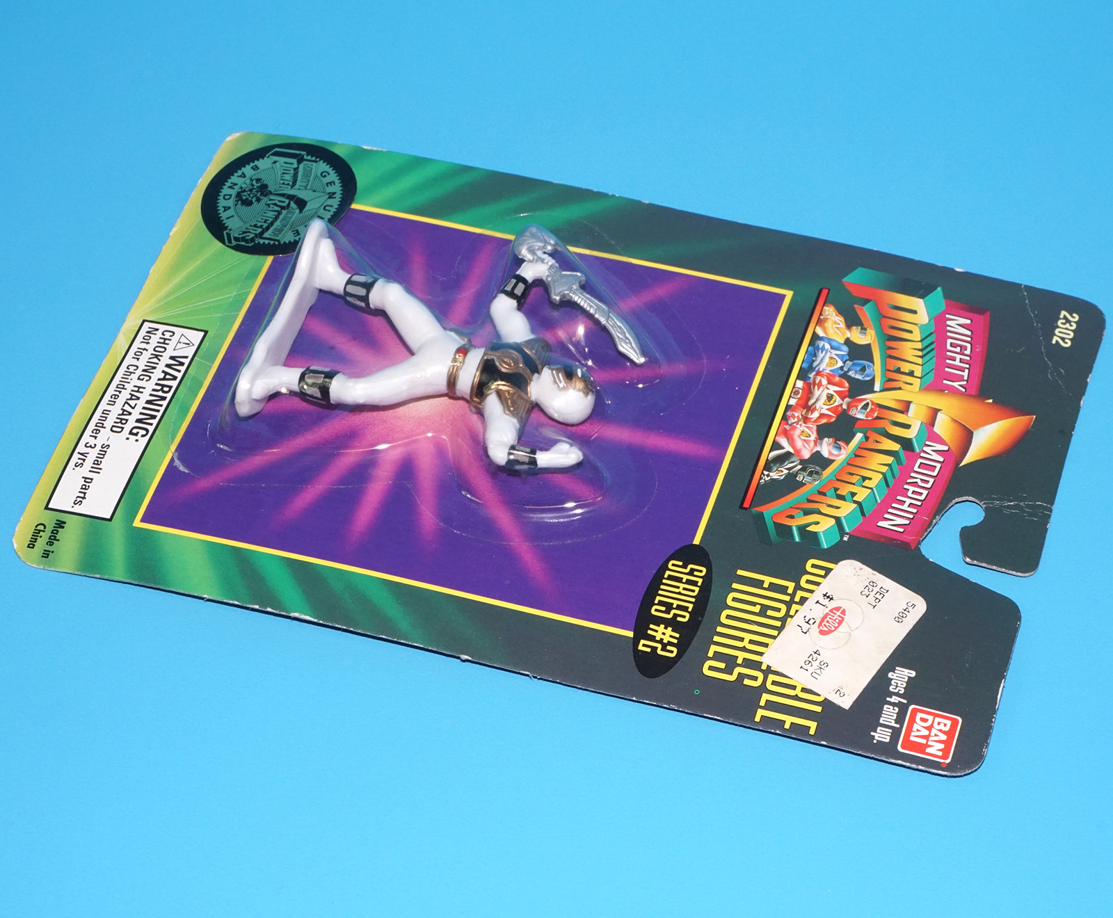 MMPR POWER RANGERS COLLECTIBLE FIGURE SERIES #2 RANGER WHITE MOC MOSC US CARD 1994 BANDAI - Image 4