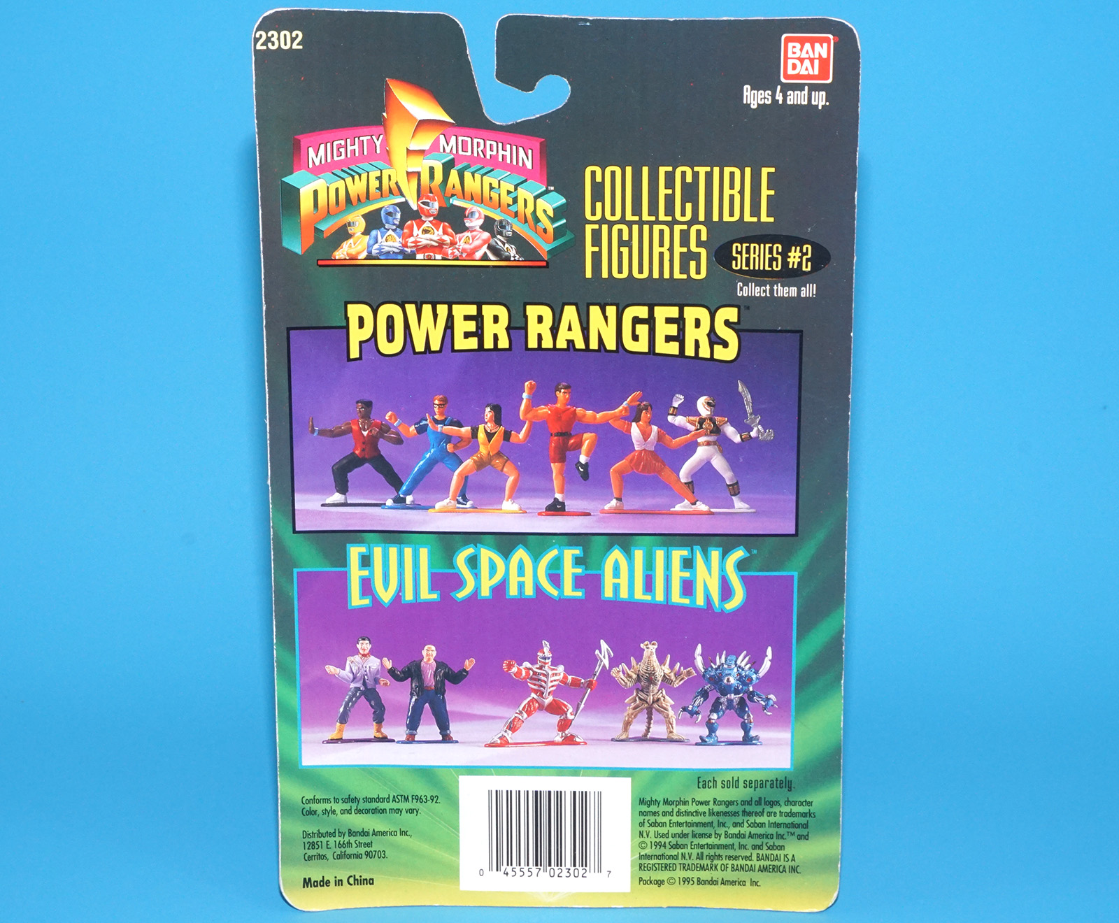 MMPR POWER RANGERS COLLECTIBLE FIGURE SERIES #2 RANGER WHITE MOC MOSC US CARD 1994 BANDAI - Image 5