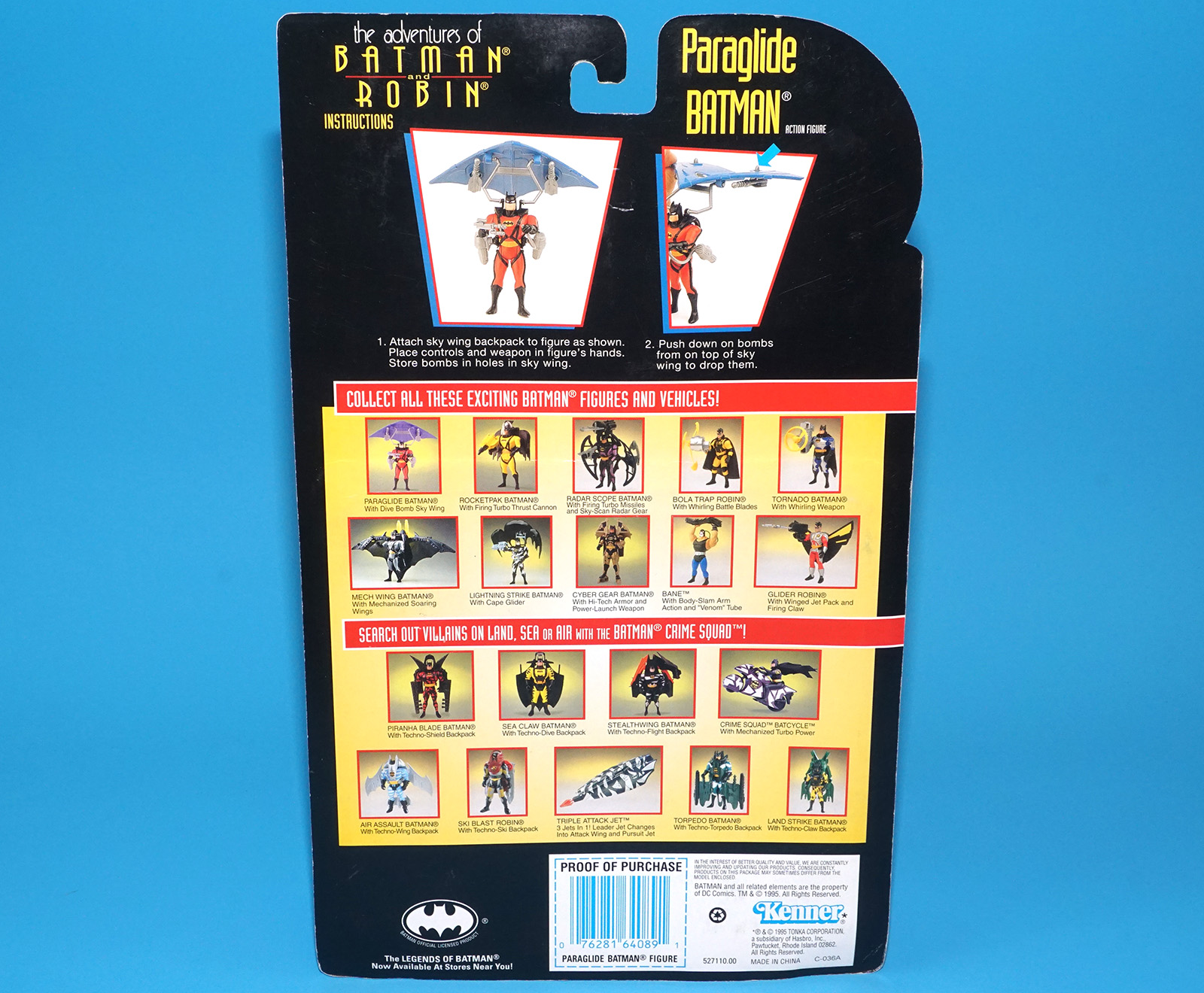 BATMAN & ROBIN ANIMATED ADVENTURES PARAGLIDE BATMAN MOC MOSC US CARD 1995 KENNER - Image 7