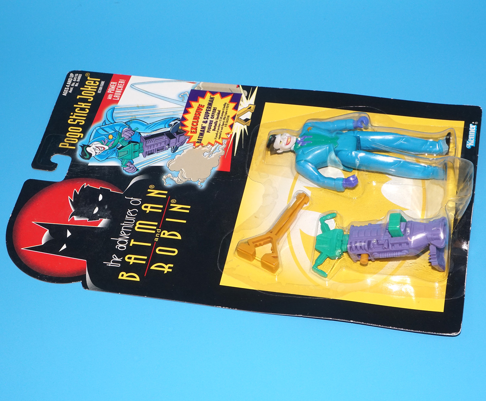 BATMAN & ROBIN ANIMATED ADVENTURES POGO-STICK JOKER MOC MOSC US CARD 1995 KENNER - Image 3