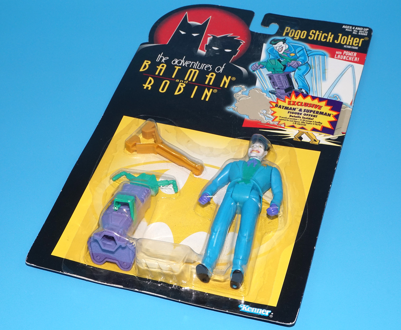 BATMAN & ROBIN ANIMATED ADVENTURES POGO-STICK JOKER MOC MOSC US CARD 1995 KENNER - Image 6