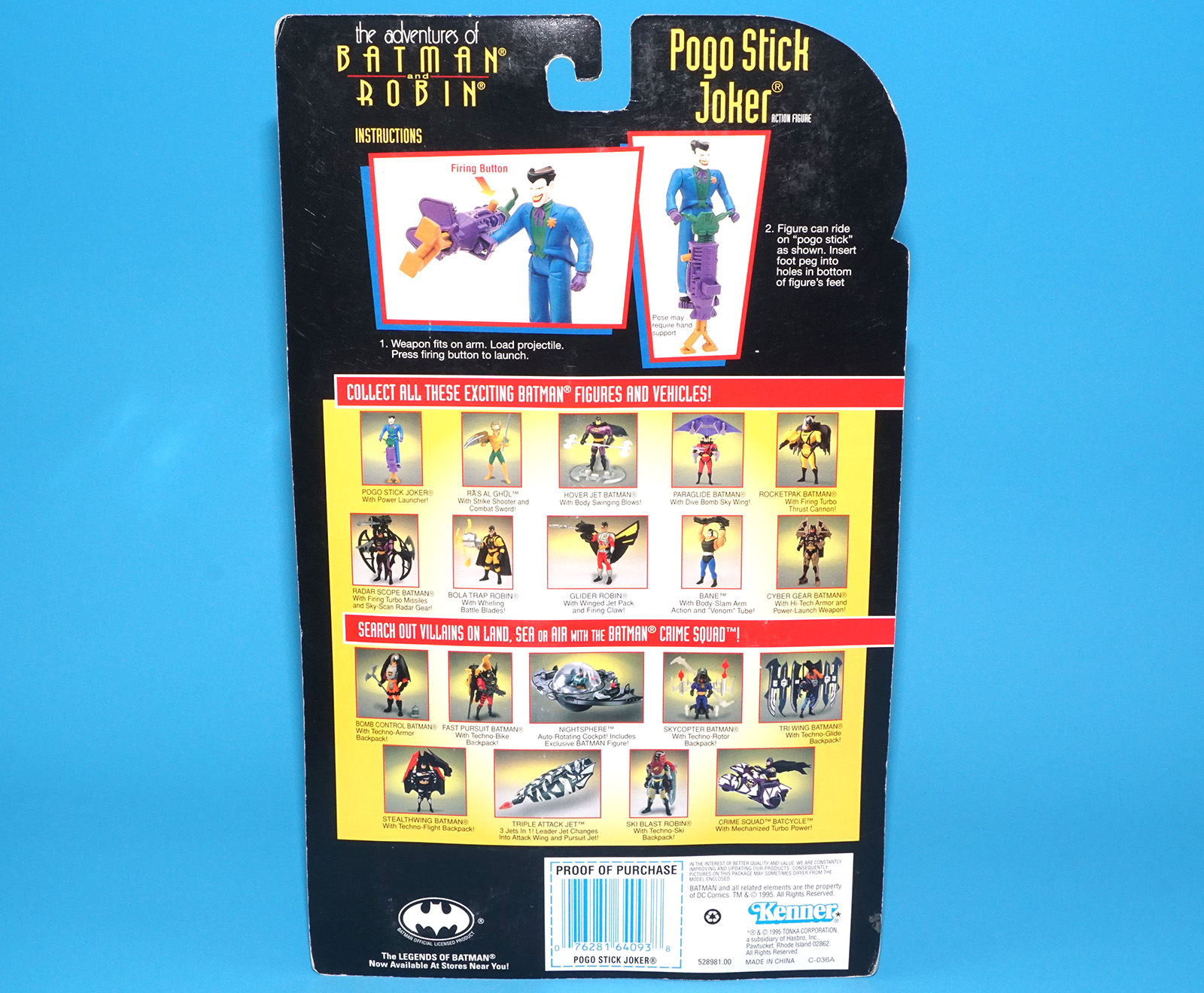 BATMAN & ROBIN ANIMATED ADVENTURES POGO-STICK JOKER MOC MOSC US CARD 1995 KENNER - Image 7