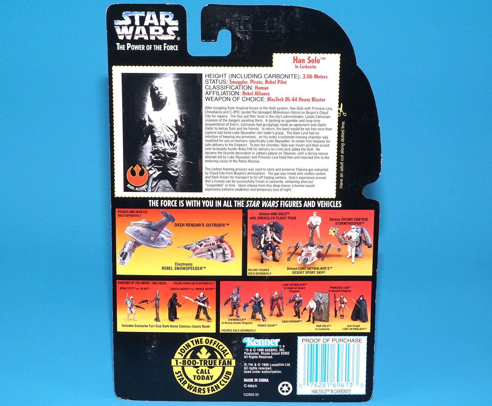 STAR WARS POTF2 HAN SOLO CARBONITE MOC MOSC US CARD 1996 KENNER - Image 6