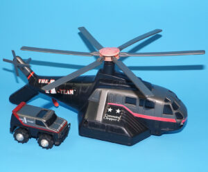 A-TEAM ROUGH RIDERS COMMAND CHOPPER & MOTORIZED ENFORCER VAN 100% COMPLETE 1983 LJN WORKS!