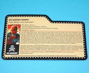 2010 GI JOE RED SHADOWS TROOPER FILE CARD FILECARD JOECON CLUB CONVENTION HASBRO