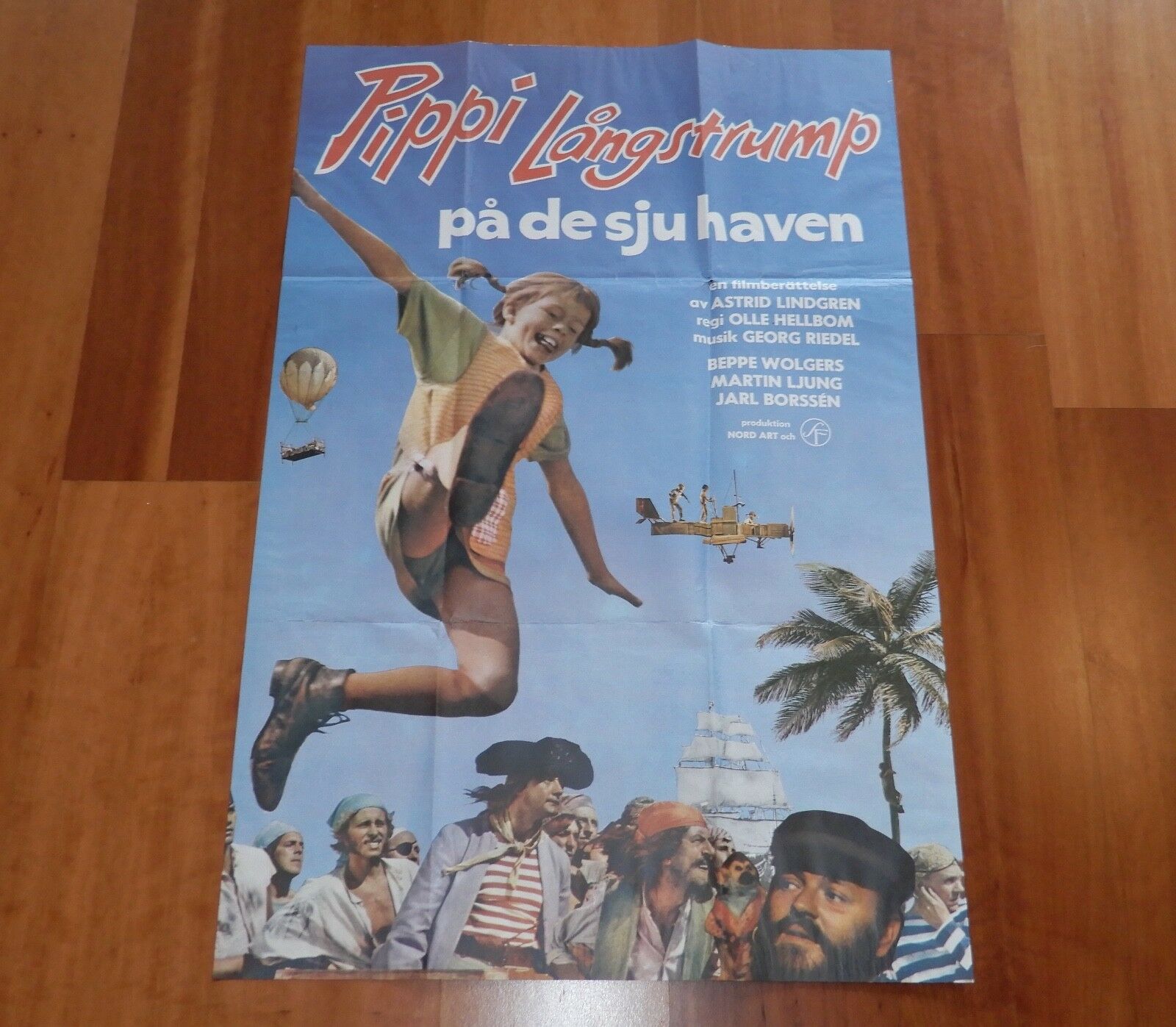 ORIGINAL MOVIE POSTER PIPPI IN THE SOUTH SEAS 1970 SWEDISH FOLDED
