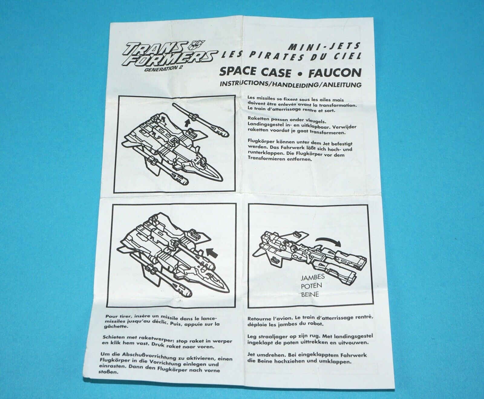 TRANSFORMERS G2 CYBERJETS SPACE CASE INSTRUCTIONS 1995 HASBRO
