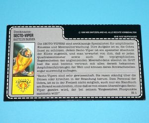 1988 GI JOE SECTO-VIPER v1 COBRA BUGG DRIVER UNCUT FILE CARD FILECARD GER GERMAN EURO HASBRO