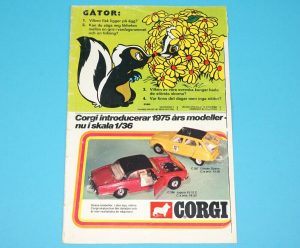 CORGI TOYS MAGAZINE ADVERT 1970s SCANDITOY SWEDEN