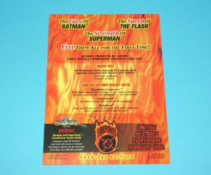 DC COMICS OUTBURST FIREPOWER 4-CARD UNCUT PROMO SUPERMAN BATMAN FLASH 1995 FLEER