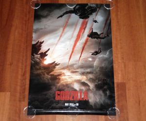 ORIGINAL MOVIE POSTER GODZILLA 2014 UNFOLDED DOUBLE-SIDED TEASER ONE-SHEET
