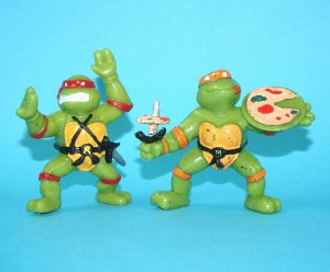 TMNT TEENAGE MUTANT NINJA TURTLES PVC TOY FIGURES DON LEO MIKE RAPH 1990 YOLANDA