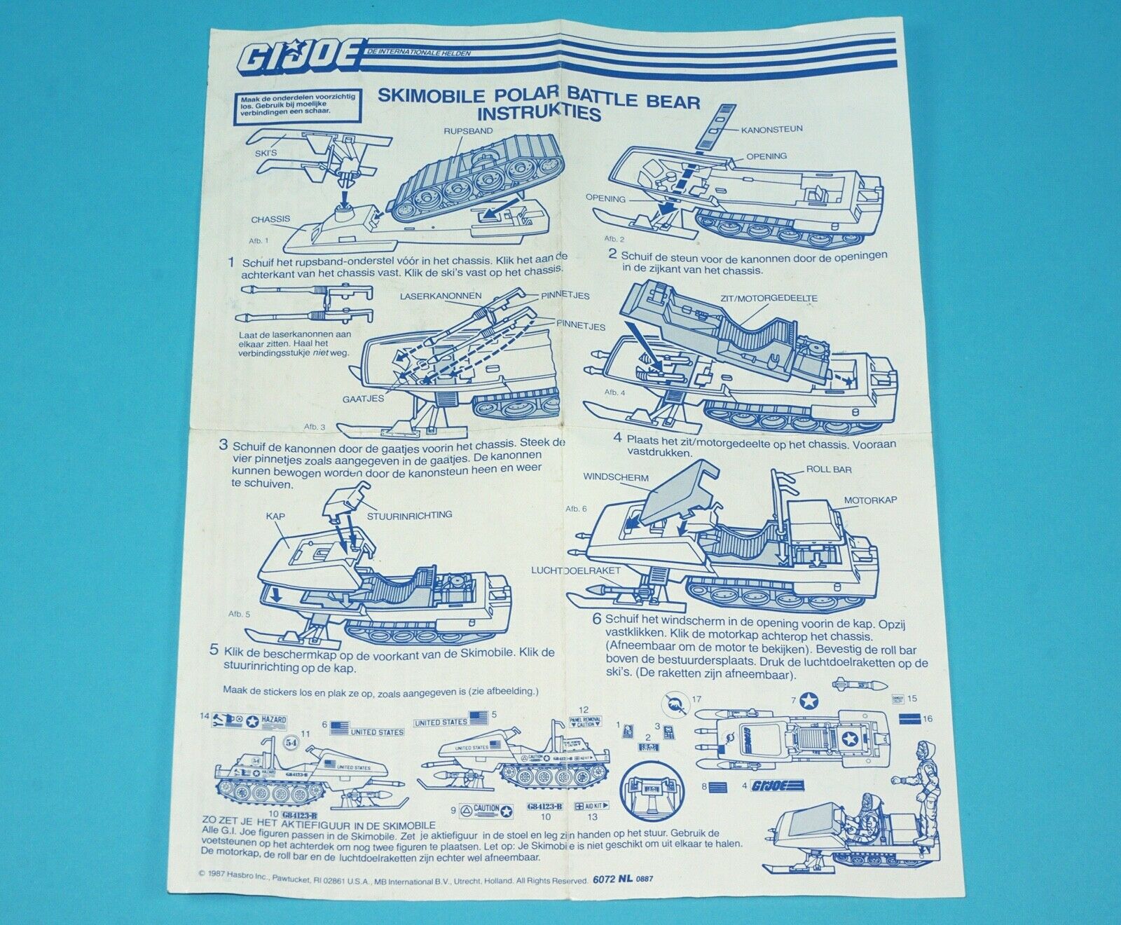 1983 GI JOE POLAR BATTLE BEAR SPARE BLUEPRINT INSTRUCTIONS NL DUTCH HASBRO - Image 2