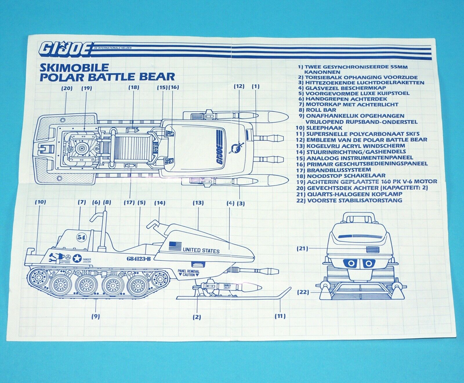1983 GI JOE POLAR BATTLE BEAR SPARE BLUEPRINT INSTRUCTIONS NL DUTCH HASBRO - Image 3